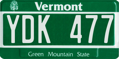 VT license plate YDK477