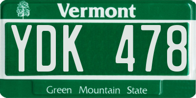 VT license plate YDK478