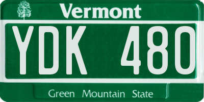 VT license plate YDK480