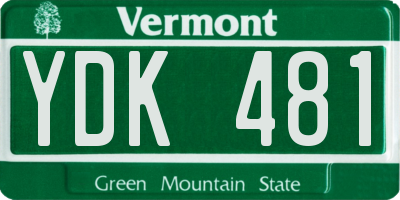 VT license plate YDK481