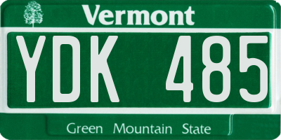 VT license plate YDK485