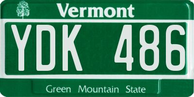 VT license plate YDK486