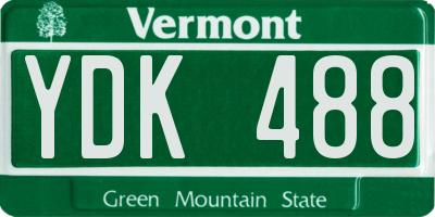 VT license plate YDK488