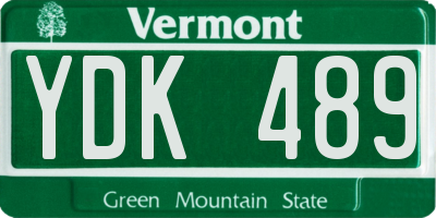 VT license plate YDK489