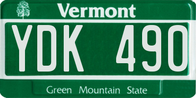 VT license plate YDK490