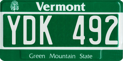 VT license plate YDK492