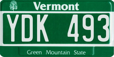 VT license plate YDK493
