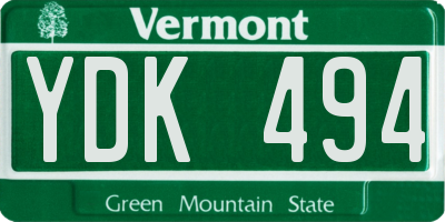 VT license plate YDK494