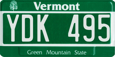 VT license plate YDK495