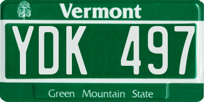 VT license plate YDK497