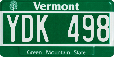 VT license plate YDK498