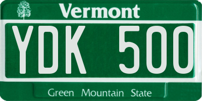VT license plate YDK500