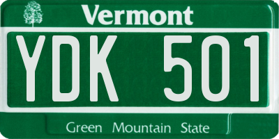 VT license plate YDK501