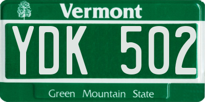 VT license plate YDK502