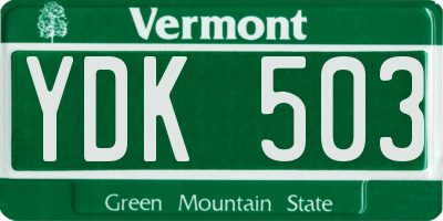 VT license plate YDK503