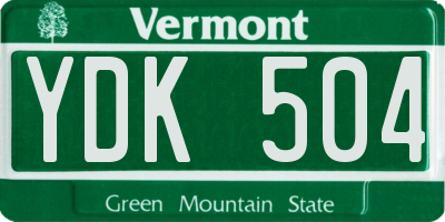 VT license plate YDK504