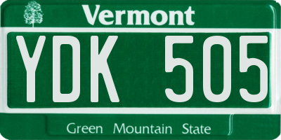 VT license plate YDK505