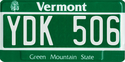 VT license plate YDK506