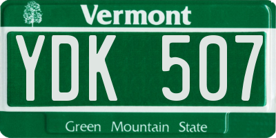VT license plate YDK507