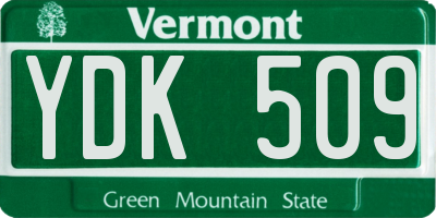 VT license plate YDK509