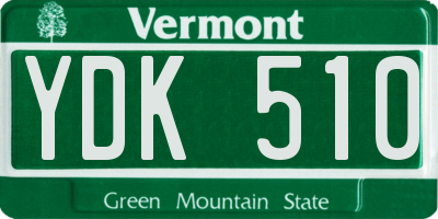 VT license plate YDK510