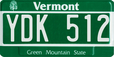 VT license plate YDK512
