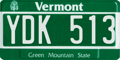 VT license plate YDK513