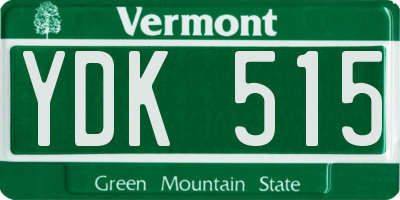 VT license plate YDK515