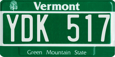VT license plate YDK517