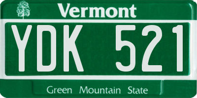 VT license plate YDK521