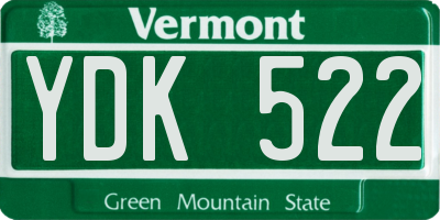 VT license plate YDK522