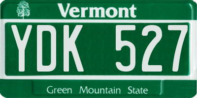VT license plate YDK527