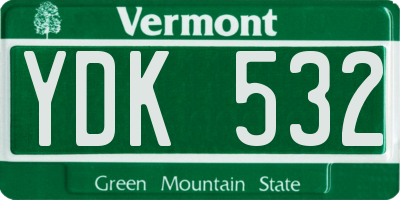 VT license plate YDK532