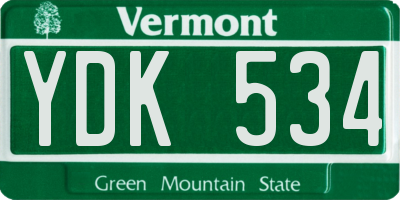 VT license plate YDK534