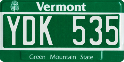 VT license plate YDK535