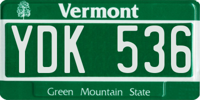 VT license plate YDK536