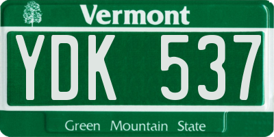 VT license plate YDK537