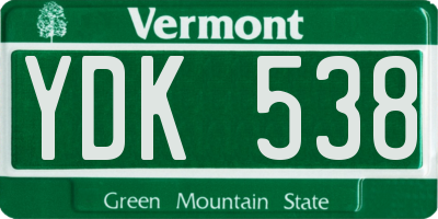 VT license plate YDK538