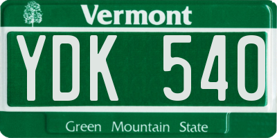 VT license plate YDK540