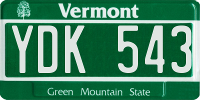 VT license plate YDK543