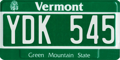 VT license plate YDK545