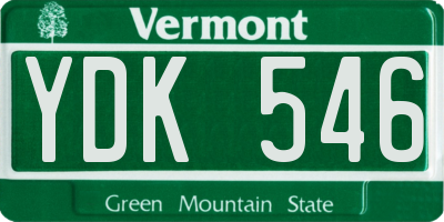 VT license plate YDK546