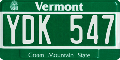 VT license plate YDK547