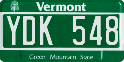 VT license plate YDK548