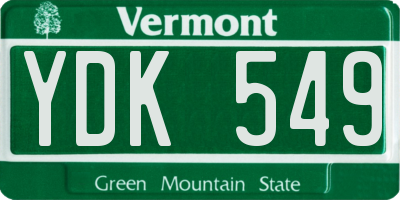 VT license plate YDK549