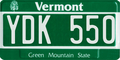 VT license plate YDK550