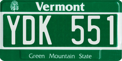 VT license plate YDK551