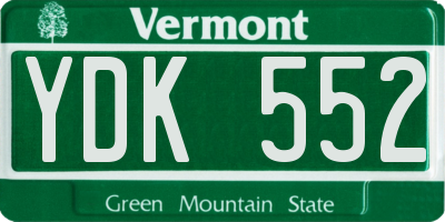 VT license plate YDK552
