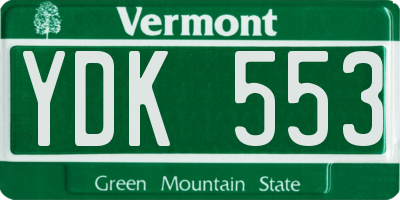 VT license plate YDK553