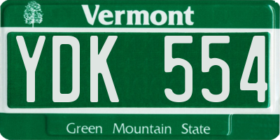 VT license plate YDK554